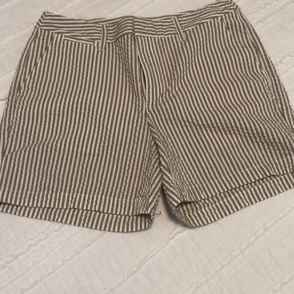 Gold and White Stripe Chino Shorts